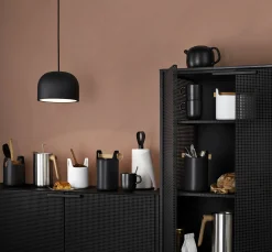 Toolbox förvaringsburk - 20 cm - med sked och lock, svart