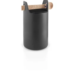 Toolbox förvaringsburk - 20 cm - med sked och lock, svart