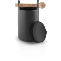 Toolbox förvaringsburk - 20 cm - med sked och lock, svart