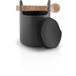 Toolbox förvaringsburk - 15 cm - med sked och lock, svart